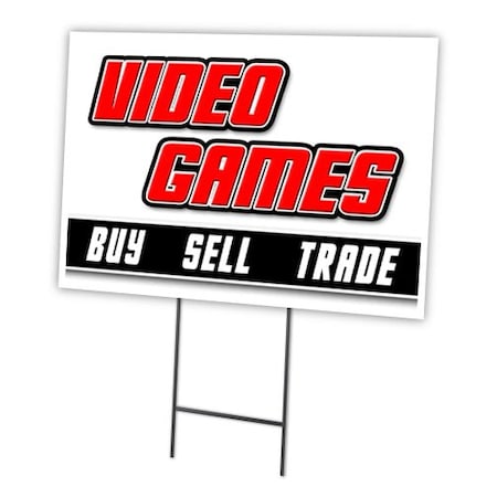 Signmission Video Games Yard Sign & Stake outdoor plastic coroplast window, C-1824 Video Games C-1824 Video Games